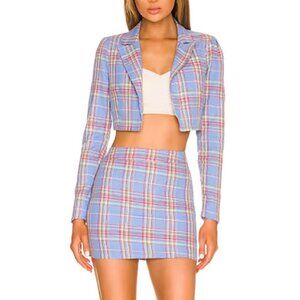 Superdown Dione Blazer Skirt Set in Blue